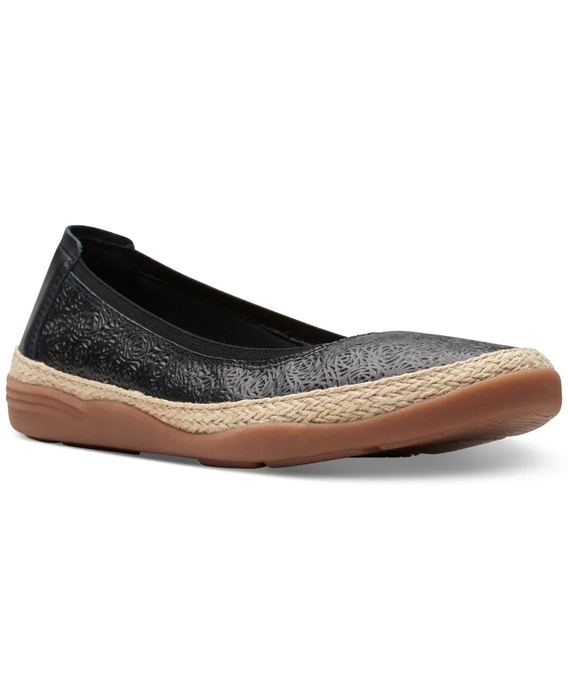 Clarks Women's Elaina Rae Textured Jute-Trim Flats