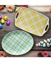 Certified International Easter Plaid Melamine Trays, Set 2