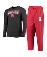 Men's Concepts Sport Scarlet, Heathered Charcoal Distressed Rutgers Scarlet Knights Meter Long Sleeve T-shirt and Pants Sleep Set