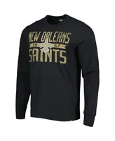 Men's '47 Brand Black Distressed New Orleans Saints Wide Out Franklin Long Sleeve T-shirt