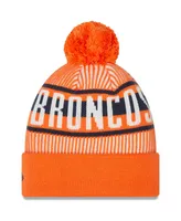 Men's New Era Orange Denver Broncos Striped Cuffed Knit Hat with Pom