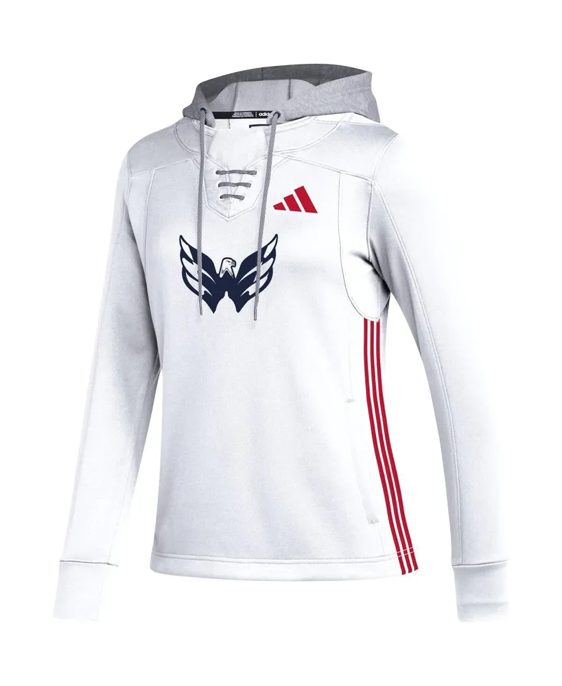 Women's adidas White Washington Capitals Refresh Skate Lace Aeroready Pullover Hoodie