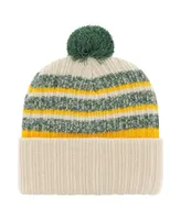 Men's '47 Brand Cream Green Bay Packers Tavern Cuffed Knit Hat with Pom