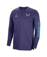 Men's and Women's Jordan Purple Charlotte Hornets 2023/24 Authentic Pregame Long Sleeve Shooting Shirt