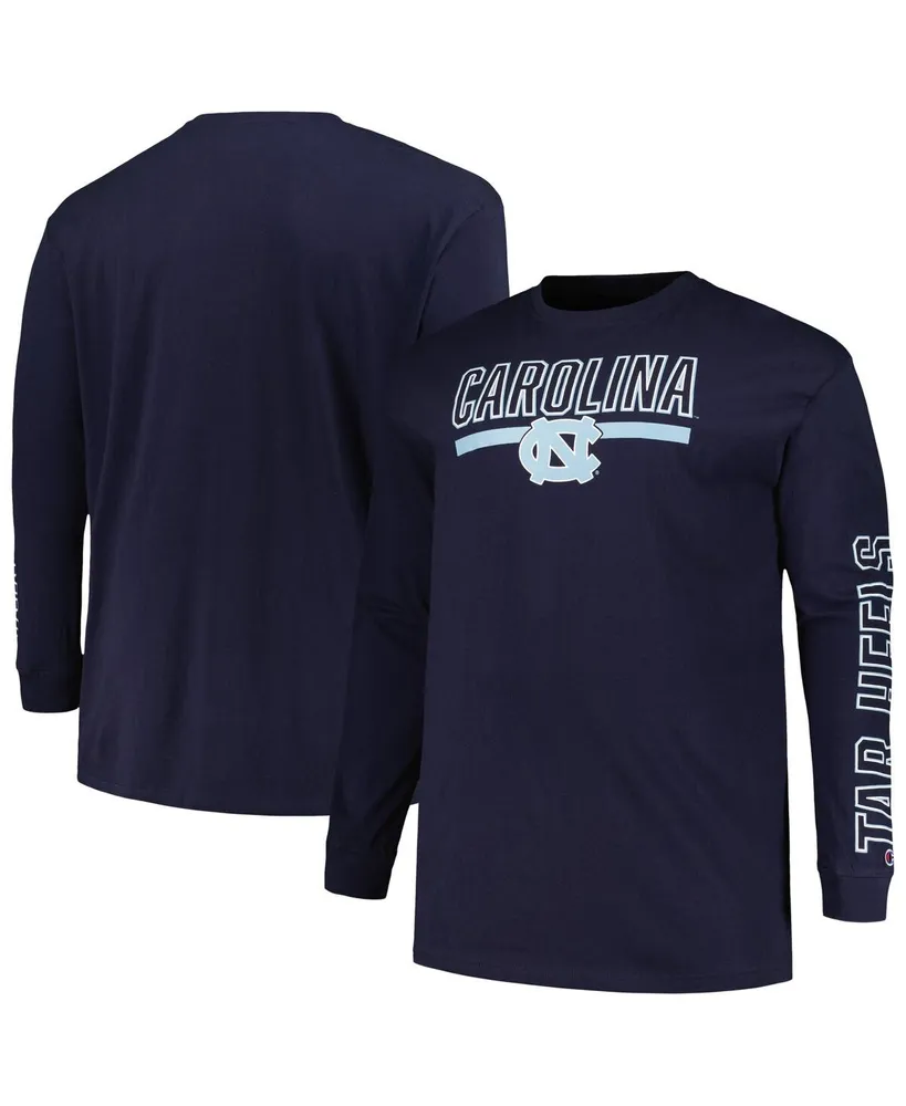 Men's Profile Navy North Carolina Tar Heels Big and Tall Two-Hit Graphic Long Sleeve T-shirt