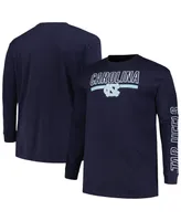 Men's Profile Navy North Carolina Tar Heels Big and Tall Two-Hit Graphic Long Sleeve T-shirt