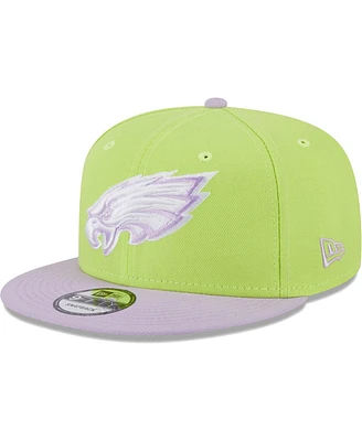 Men's New Era Neon Green, Lavender Philadelphia Eagles Two-Tone Color Pack 9FIFTY Snapback Hat