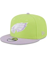 Men's New Era Neon Green, Lavender Philadelphia Eagles Two-Tone Color Pack 9FIFTY Snapback Hat