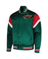 Men's Mitchell & Ness Green Minnesota Wild Midweight Satin Full-Snap Jacket