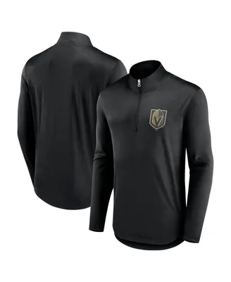 Men's Fanatics Black Vegas Golden Knights Mock Neck Quarter-Zip Sweatshirt
