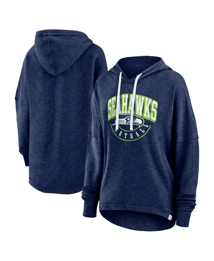 Women's Fanatics College Navy Distressed Seattle Seahawks Lounge Helmet Arch Pullover Hoodie