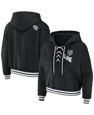 Women's Wear by Erin Andrews Black Los Angeles Kings Lace-Up Pullover Hoodie