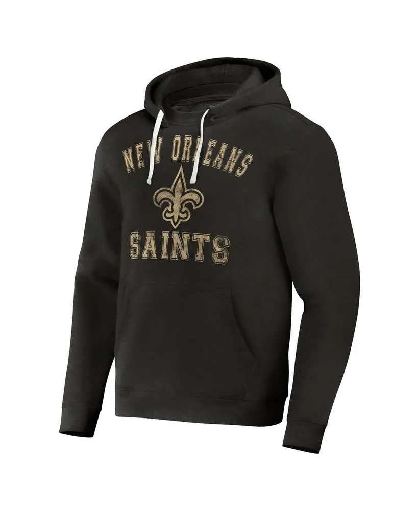 Men's Nfl x Darius Rucker Collection by Fanatics Black Distressed New Orleans Saints Coaches Pullover Hoodie