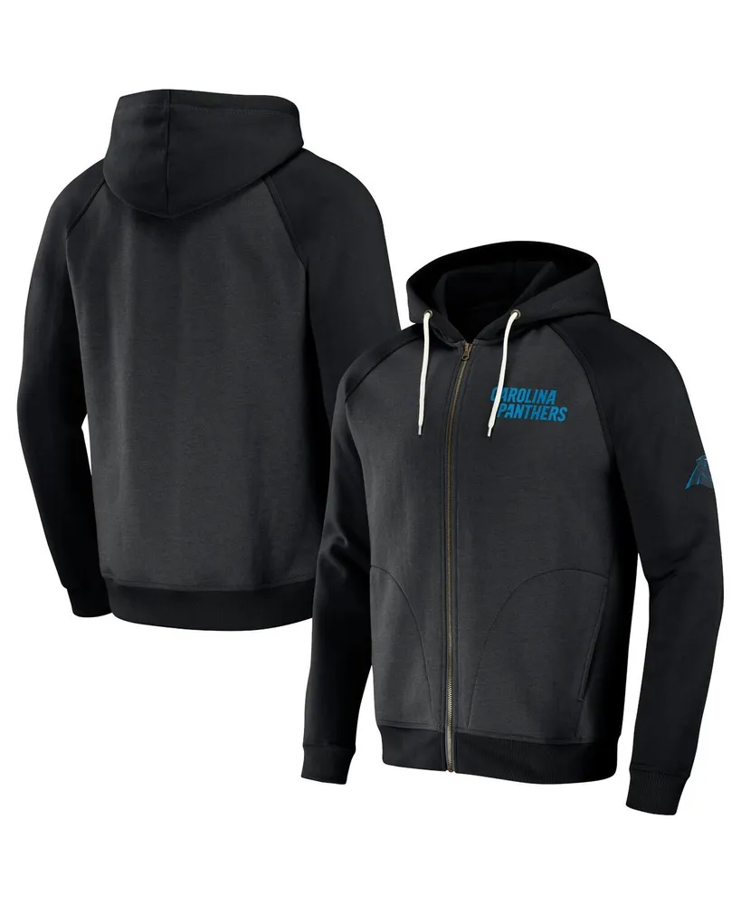 Men's Nfl x Darius Rucker Collection by Fanatics Black Carolina Panthers Raglan Full-Zip Hoodie