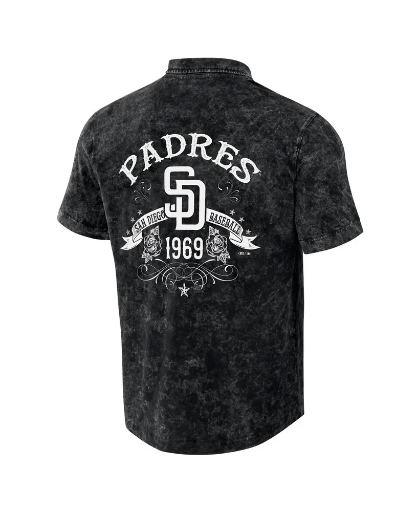 Men's Darius Rucker Collection by Fanatics Black Distressed San Diego Padres Denim Team Color Button-Up Shirt