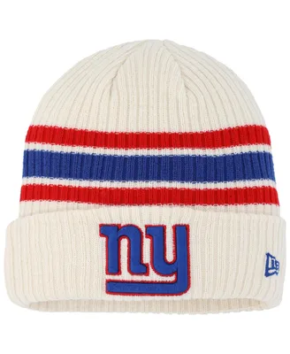 Youth Boys New Era Cream Distressed New York Giants Vintage-Like Cuffed Knit Hat