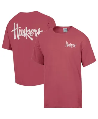 Men's Comfortwash Scarlet Distressed Nebraska Huskers Vintage-Like-Like Logo T-shirt