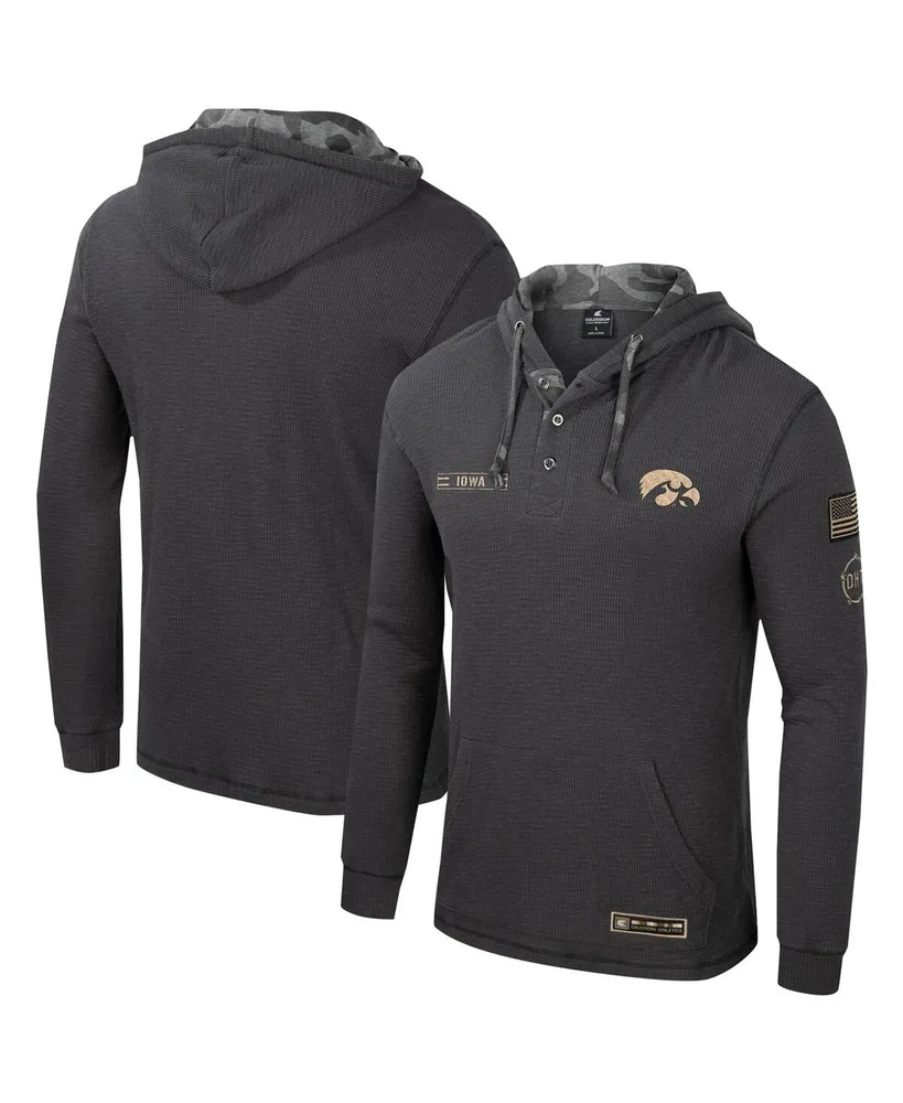 Men's Colosseum Charcoal Iowa Hawkeyes Oht Military-Inspired Appreciation Henley Pullover Hoodie