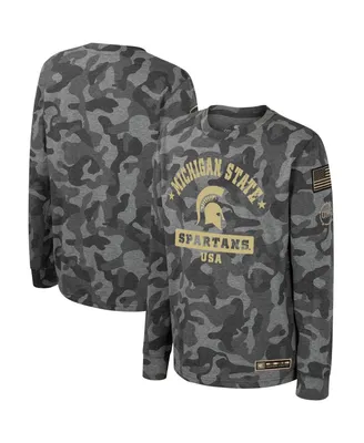 Big Boys Colosseum Camo Michigan State Spartans Oht Military-Inspired Appreciation Dark Star Long Sleeve T-shirt