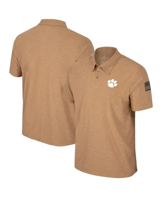Men's Colosseum Khaki Clemson Tigers Oht Military-Inspired Appreciation Cloud Jersey Desert Polo Shirt