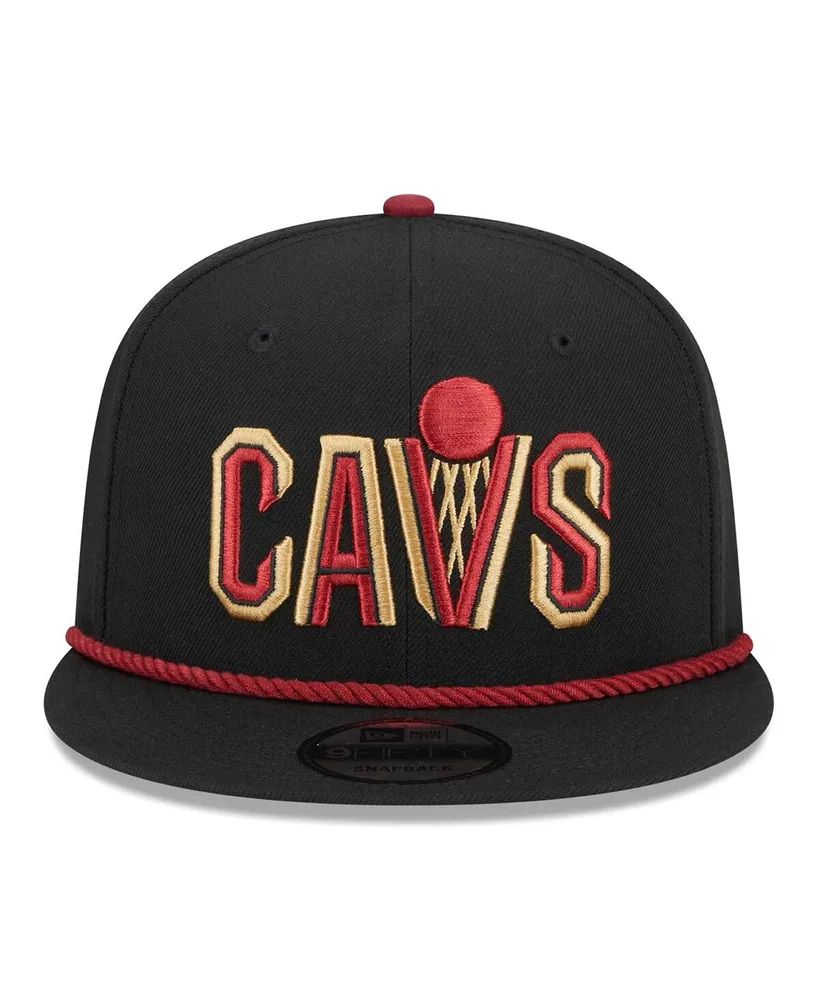 Men's New Era Black Cleveland Cavaliers Back Laurels 9FIFTY Snapback Hat