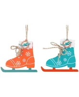 The Memory Company Miami Dolphins Two-Pack Ice Skate Ornament Set