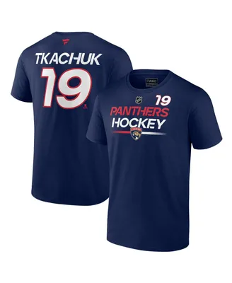 Men's Fanatics Matthew Tkachuk Navy Florida Panthers Authentic Pro Prime Name and Number T-shirt
