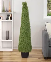 6' Artificial Boxwood Cone Topiary Tree with Round Pot Unlit