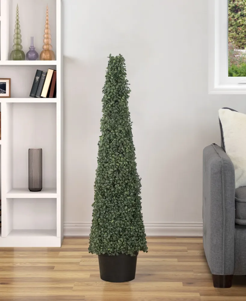 4' Artificial Two-Tone Boxwood Topiary Tree with Round Pot Unlit