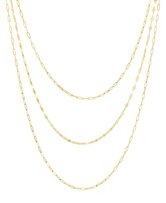 Italian Gold Paperclip & Mirror Link 15" Layered Necklace in 14k Gold