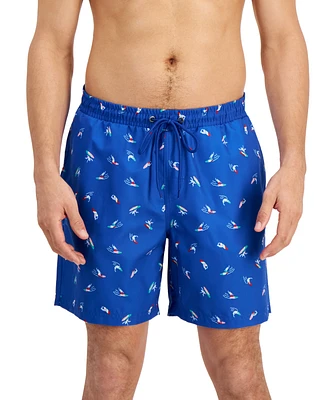 Club Room Men's Surfer Party Printed Quick-Dry 7" Swim Trunks, Created for Macy's