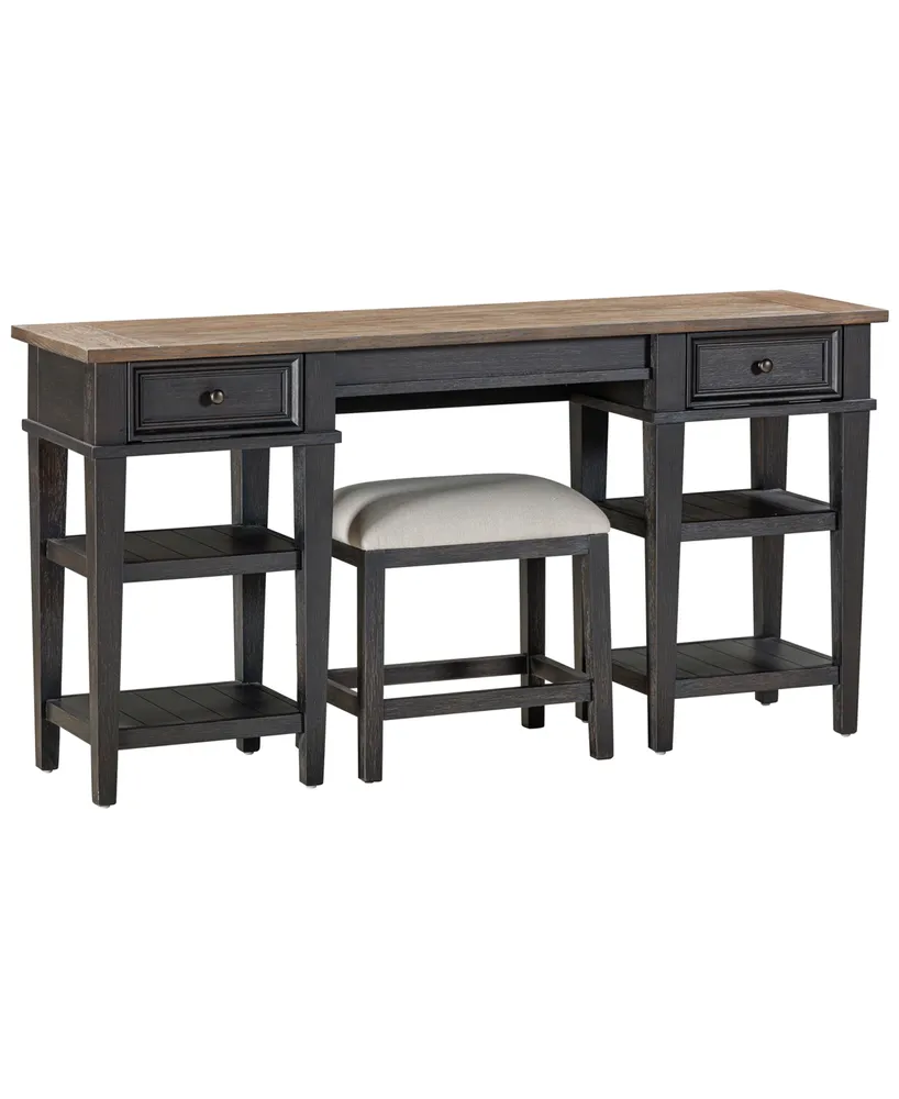 Dawnwood 60" Wood Sofa Writing Table with Stools, Created for Macy's