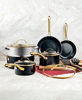 Gotham Steel Natural Collection Ceramic Coating Non-Stick 15-Piece Cookware Set with Gold-Tone Handles