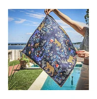 Jessie Zhao New York Silk Bandana Scarf of Amazon Rainforest Journey in Blue