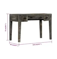 Desk Black 43.3"x19.7"x29.5" Solid Mango Wood
