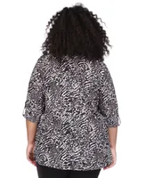 Michael Kors Plus Animal-Print Zip-Front Top