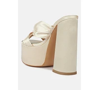 Womens Strobing Knotted Chunky Platform Heels sandals