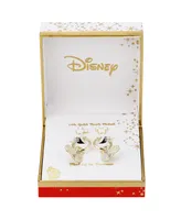 Disney White Enamel Stud and Diamond Cut Mickey Mouse Hoop Earring Set