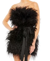 Women's Feather Strapless Mini Dress