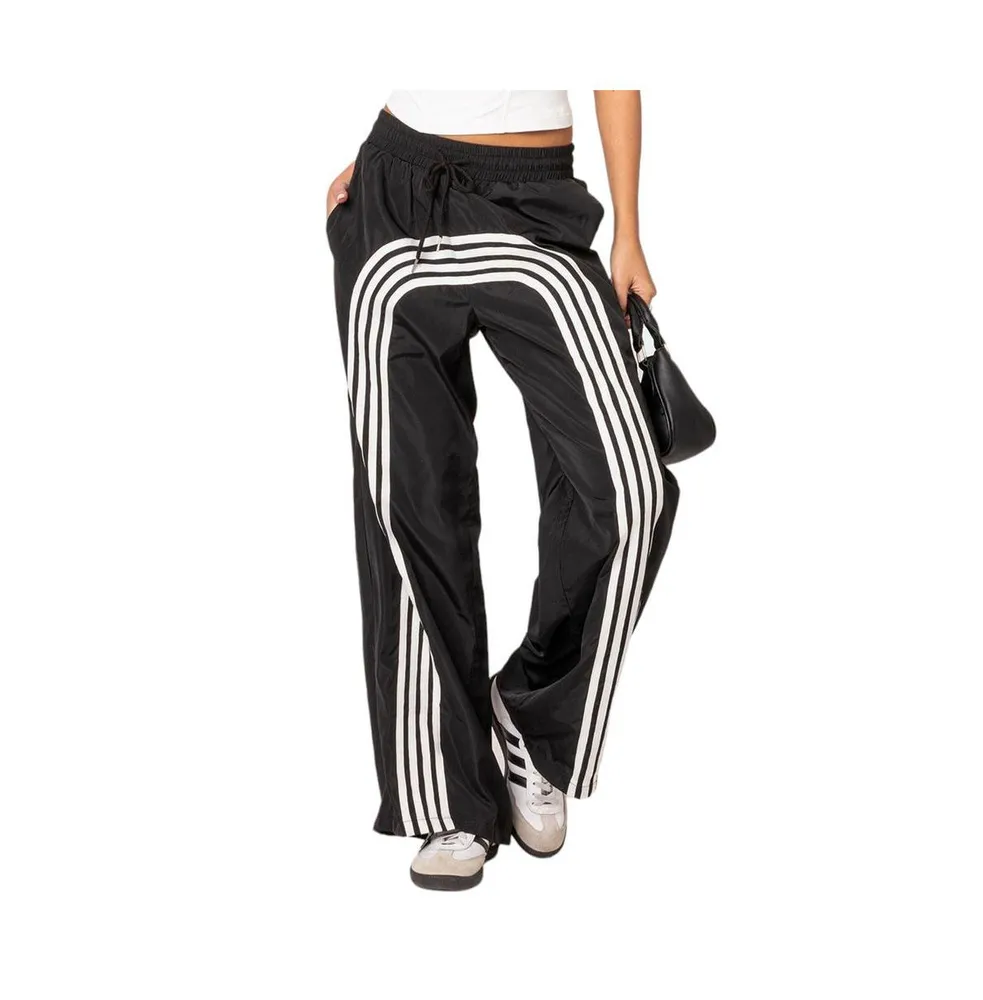 Women's Wilda striped nylon track pants - Black-and