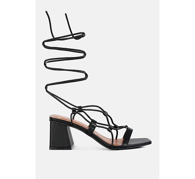 Women's Provoked Lace Up Block Heeled Sandals