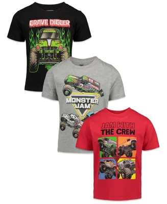 Monster Jam Trucks Boys 3 Pack Graphic T-Shirts Toddler| Child