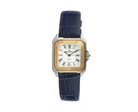 Peugeot Women's Watch 36mm Square Tank Shape Blue Leather Strap Watch