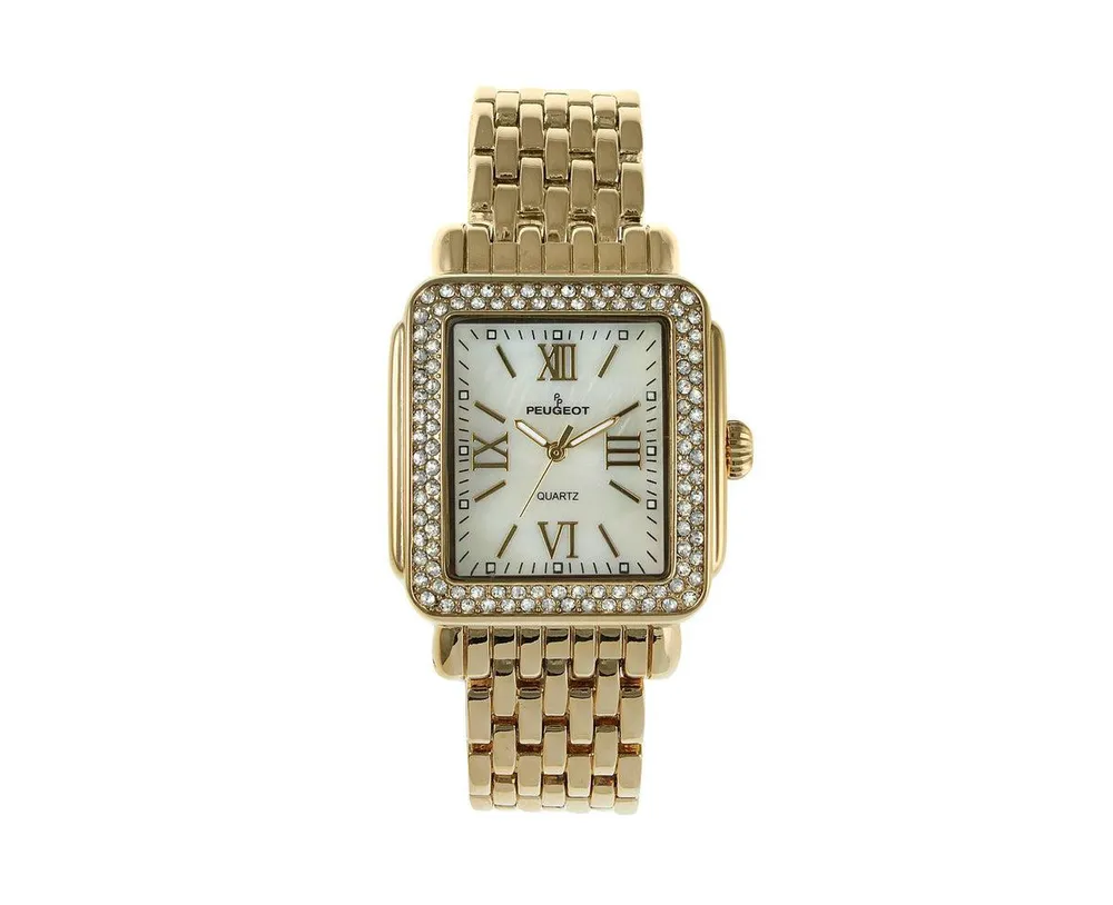 Peugeot Women's Gold Tank Bracelet Watch with Panther Link Gold-Tone Bracelet Strap