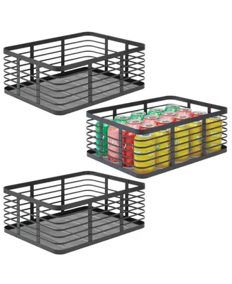 mDesign Large Steel Metal Kitchen Organizer Basket, Handles