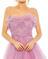 Women's Strapless Glitter Tulle Gown