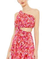 Women's Ieena Printed One Shoulder Cut Out Hi-Lo Gown