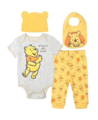 Disney Winnie The Pooh Babies Layette Set: Bodysuit Pants Bib Hat Infant Boys