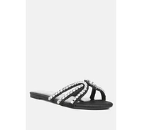 Women's Mezzie Diamante Embellished Flat Sandals