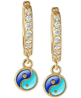 Giani Bernini Cubic Zirconia & Enamel Ying Yan Dangle Hoop Earrings in 18k Gold-Plated Sterling Silver, Created for Macy's